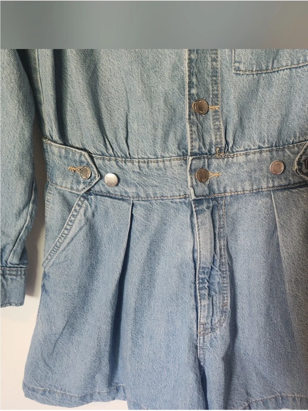 Universal Thread Light Blue Denim Jean Shorts Romper